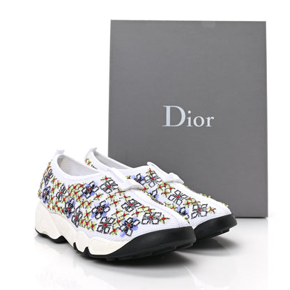 Christian Dior Technical Canvas Embellished Dior Fusion Sneakers 37 White Multicolor 8 of 8