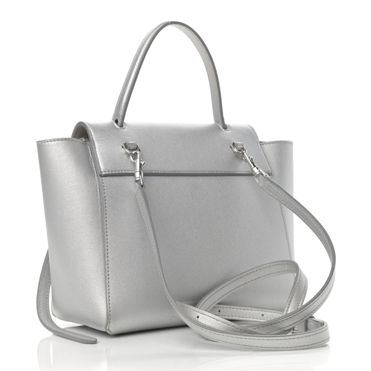 Laminated Calfskin Nano Belt Bag Silver