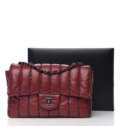 Chanel Lambskin Vertical Stitch Mini Rectangular Flap Rouge Fonce 11 of 11