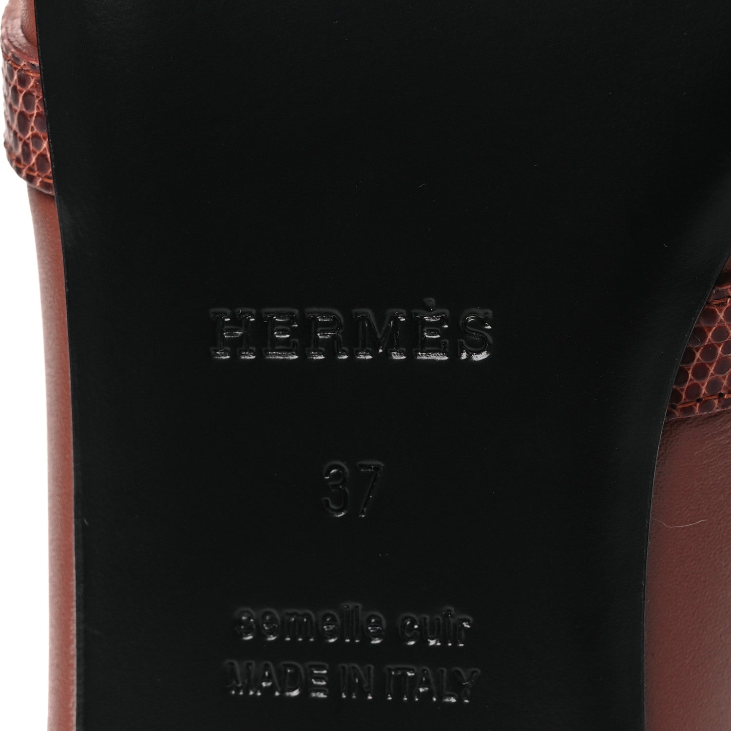 Hermes Lizard Calfskin Oz Mules 37 Rouge Sepia 8 of 12