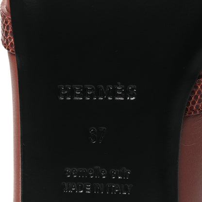 Hermes Lizard Calfskin Oz Mules 37 Rouge Sepia 8 of 12