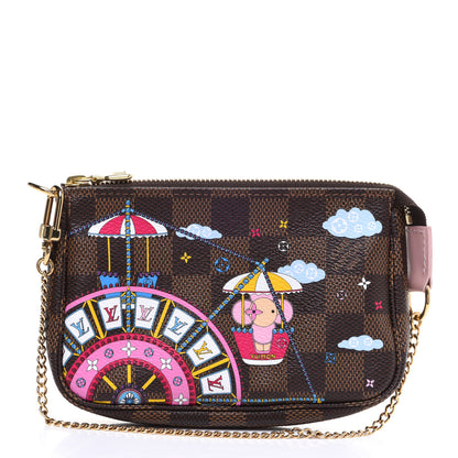 Louis Vuitton Damier Ebene 2020 Christmas Animation Big Wheel Mini Pochette Accessories Rose Ballerine 1 of 10