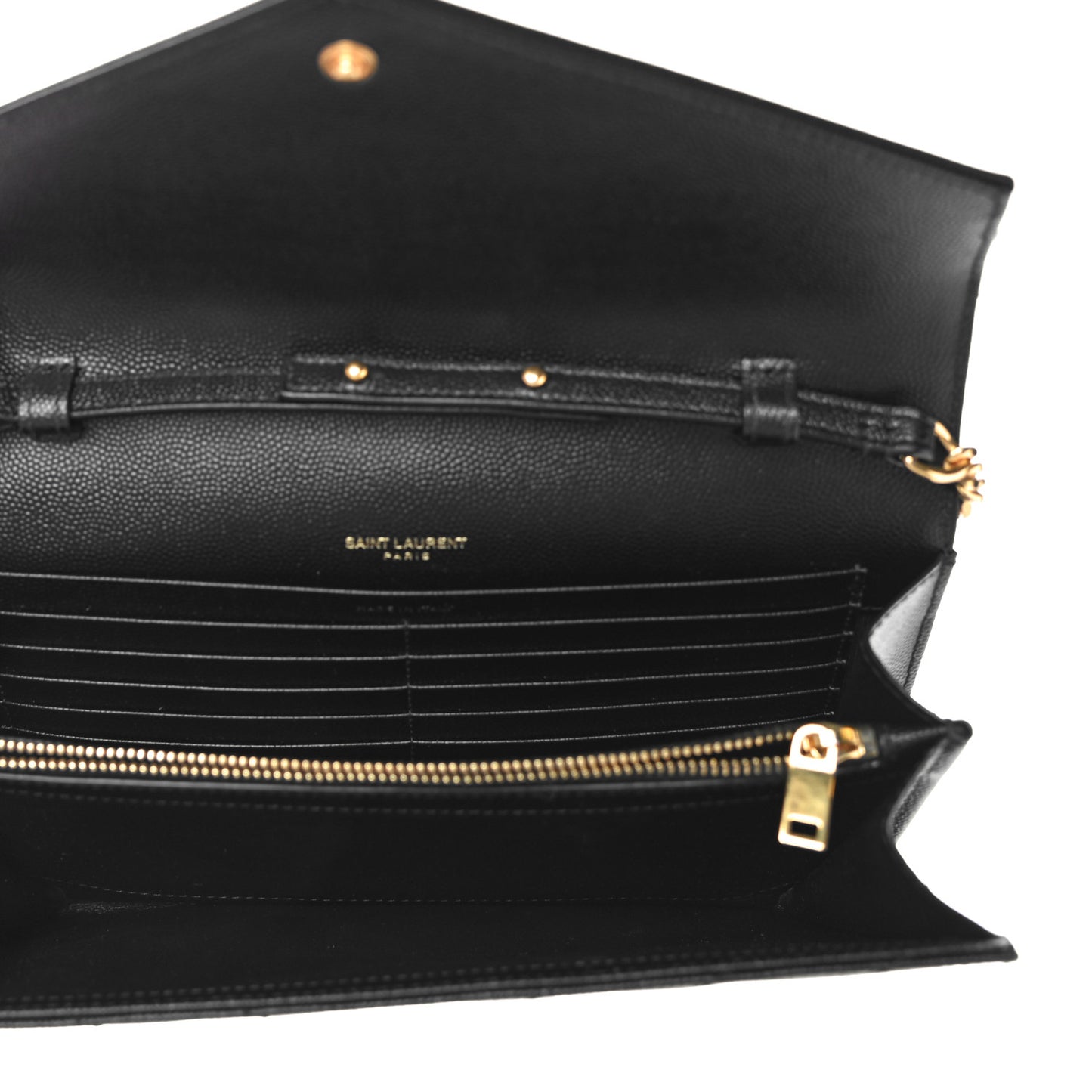 Grain De Poudre Matelasse Chevron Monogram Chain Wallet Black