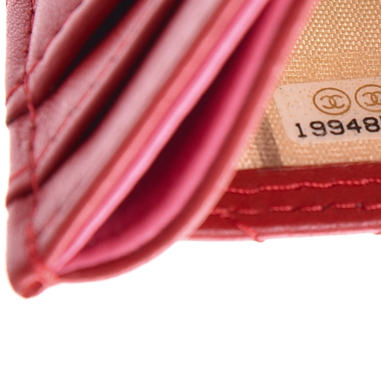 Chanel Lambskin Quilted Card Holder Red Pink 8 of 9