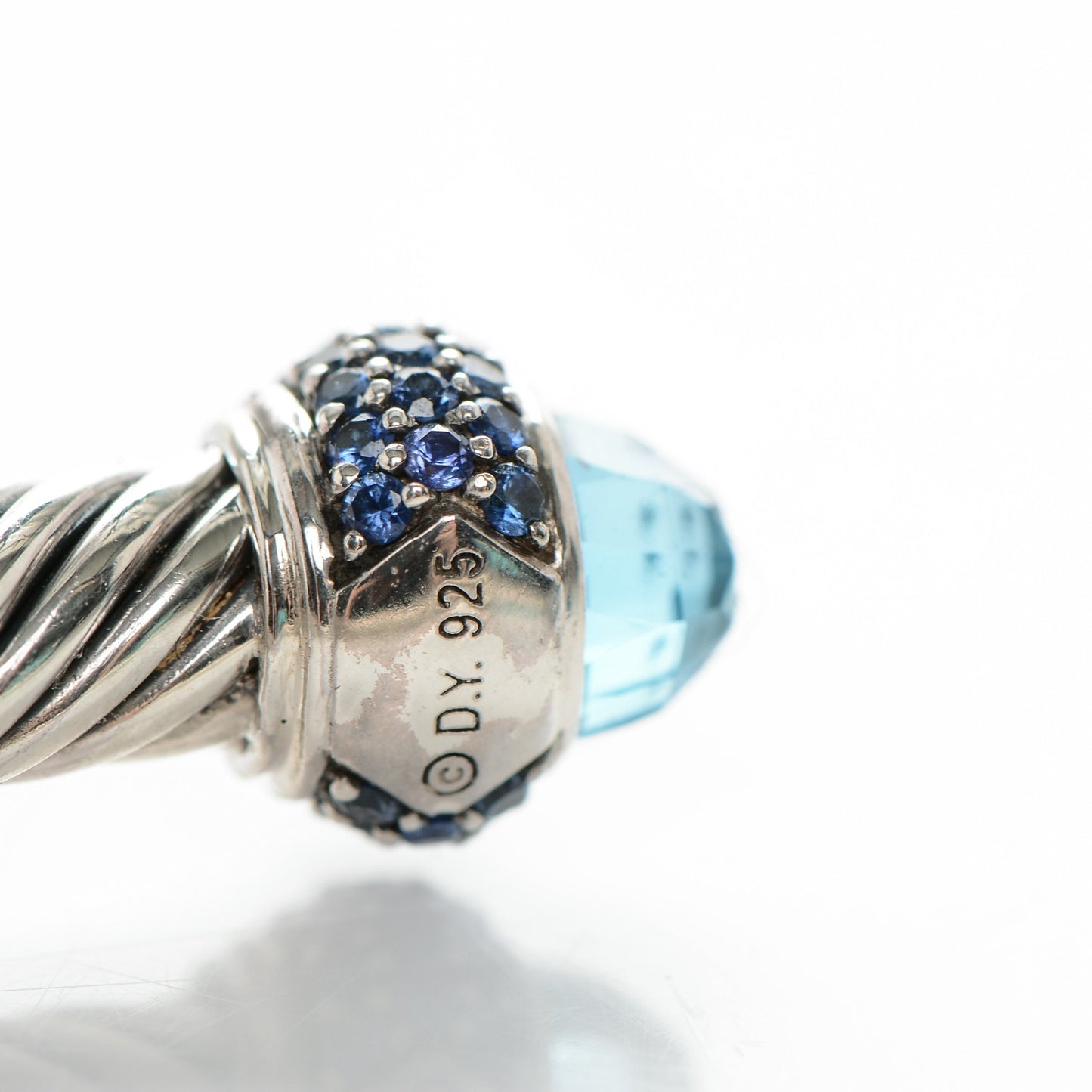 Sterling Silver Sapphire Blue Topaz 5mm Cable Candy Bracelet