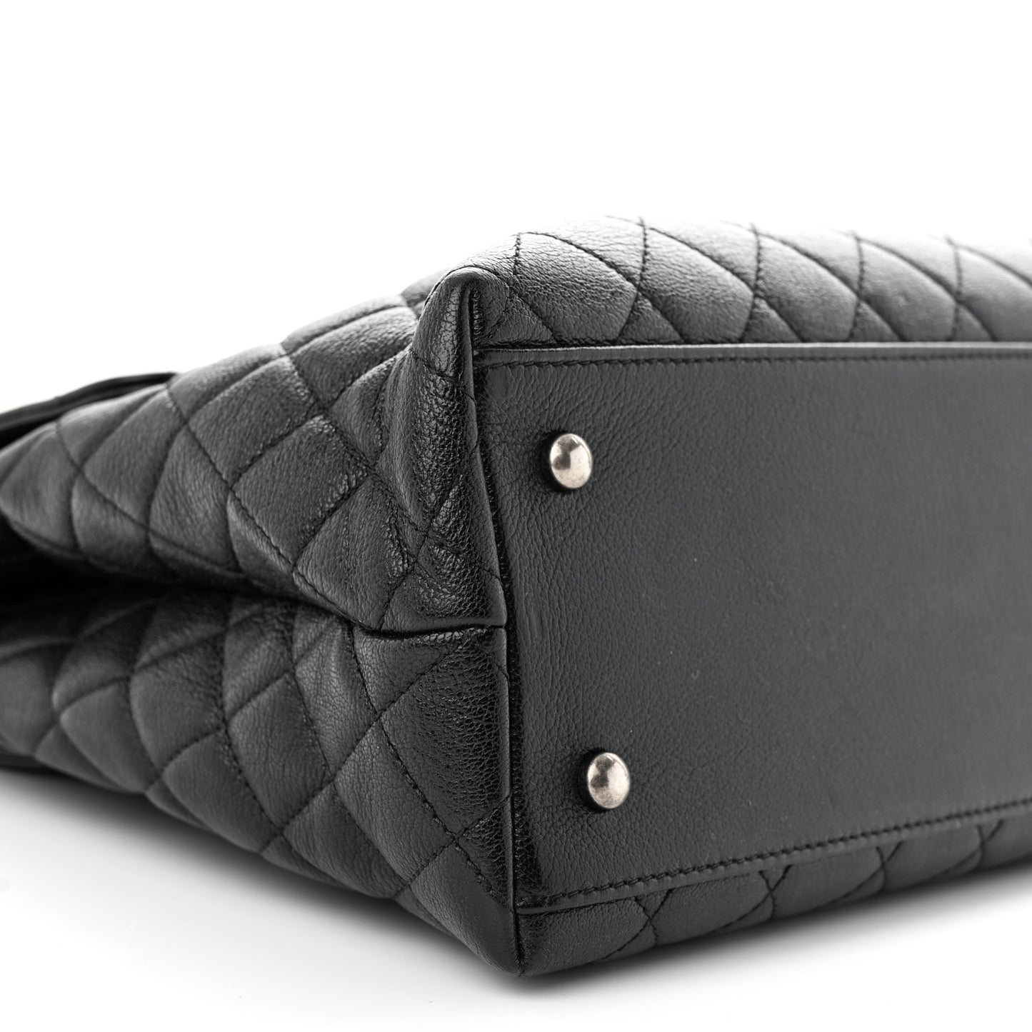 Goatskin Quilted Small CC University Shopping Tote Black