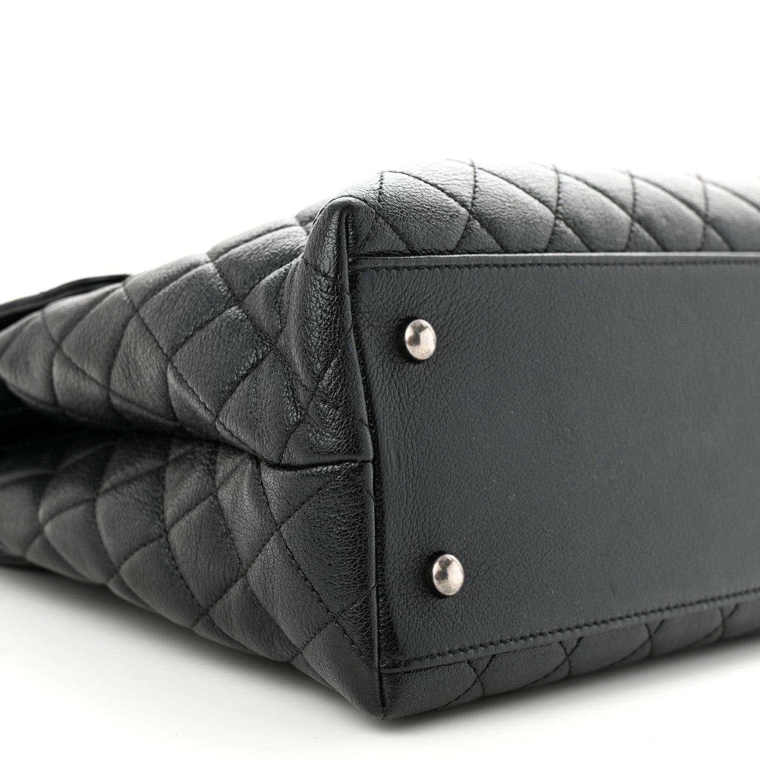 Chanel Goatskin Quilted Small CC University Shopping Tote Black 9 of 11
