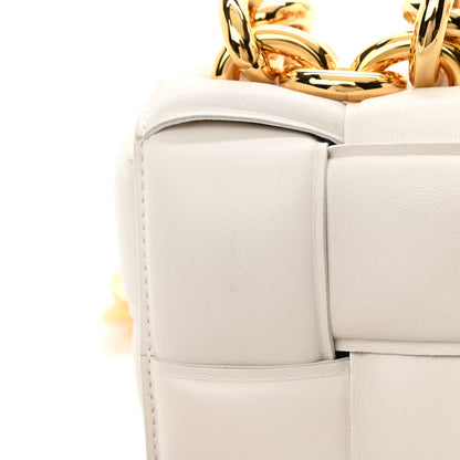 Bottega Veneta Lambskin Maxi Intreccio Padded Chain Cassette Crossbody Bag White 11 of 11