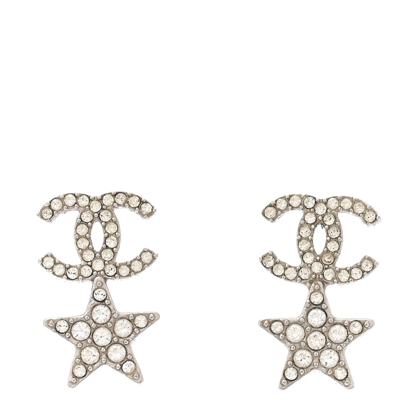 Crystal CC Starfall Drop Earrings Silver