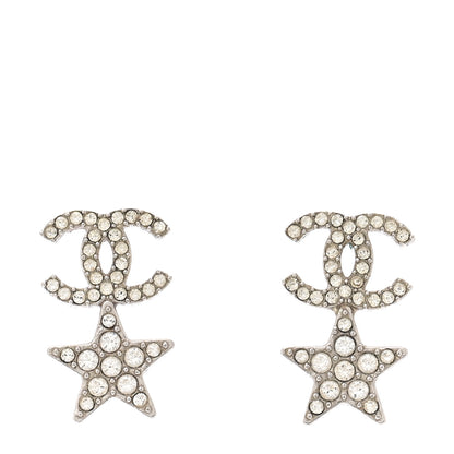 Chanel Crystal CC Starfall Drop Earrings Silver 1 of 4