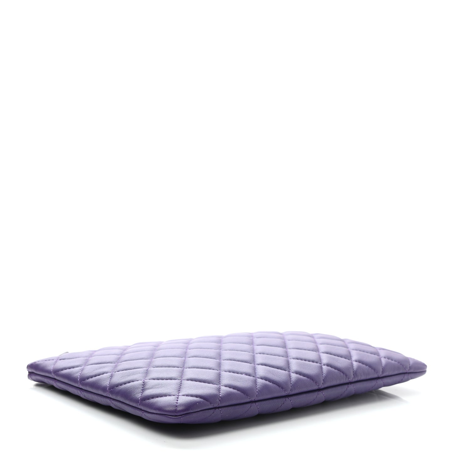 Lambskin Quilted Medium Cosmetic Case Purple