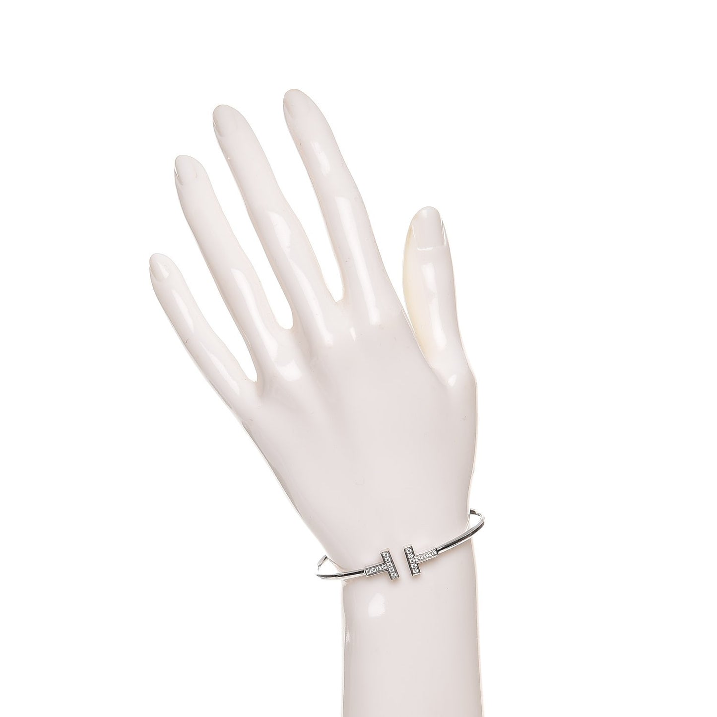 18K White Gold Diamond T Wire Bracelet