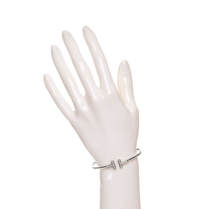 Tiffany 18K White Gold Diamond T Wire Bracelet 2 of 3
