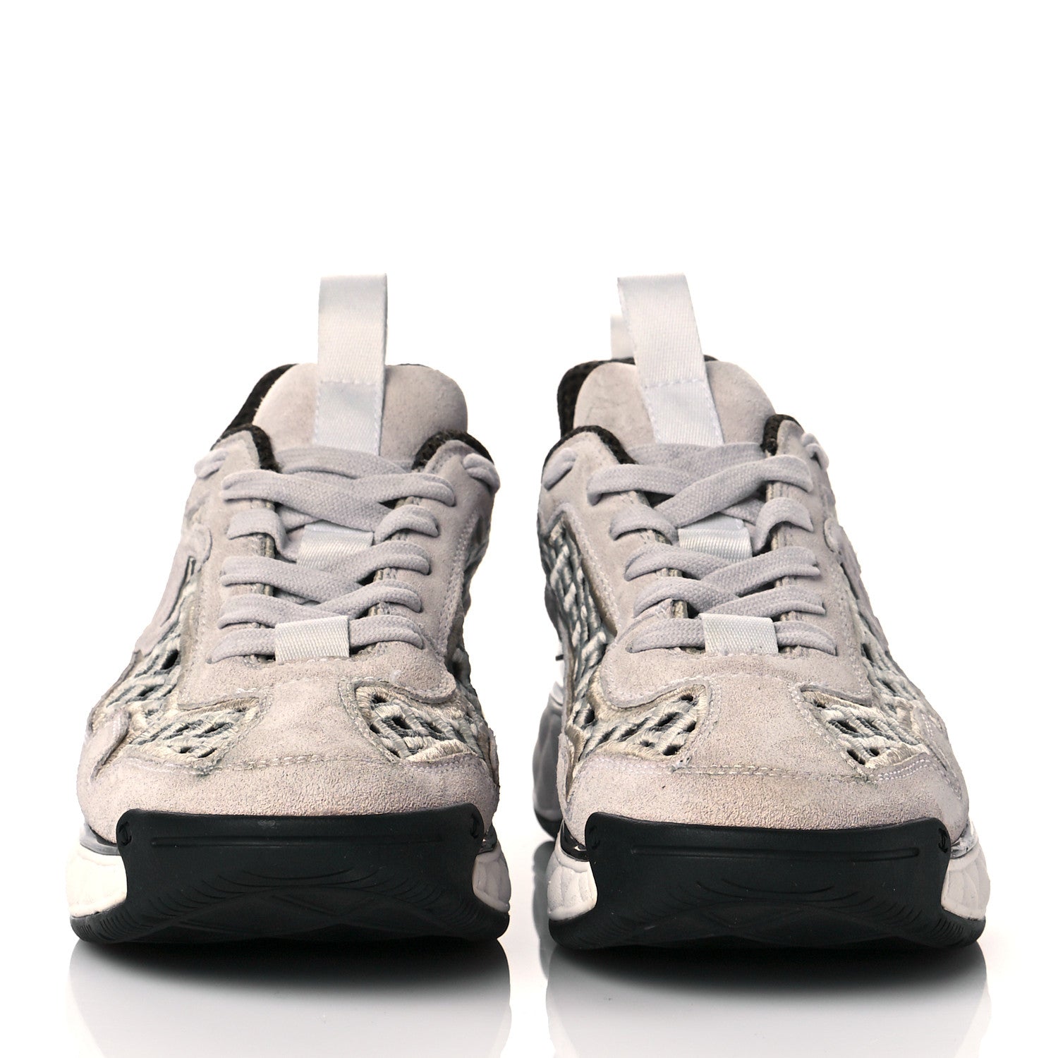 Chanel Suede Calfskin Embroidered CC Sneakers 37 Ecru Light Gray 2 of 9