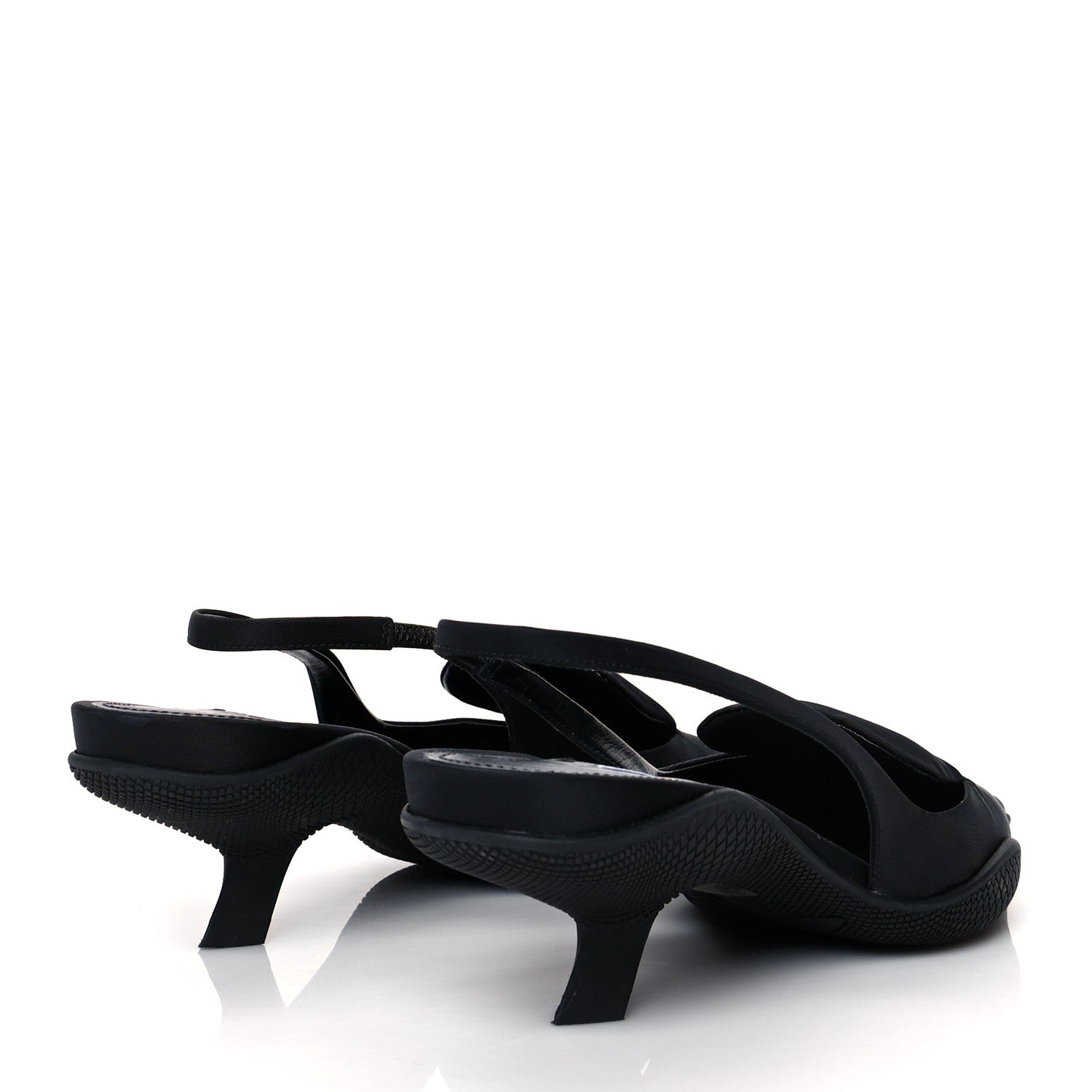 Prada Nylon Logo Pointed Toe 45mm Slingback Pumps 37 Black 4 of 8