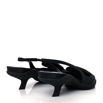 Prada Nylon Logo Pointed Toe 45mm Slingback Pumps 37 Black 4 of 8