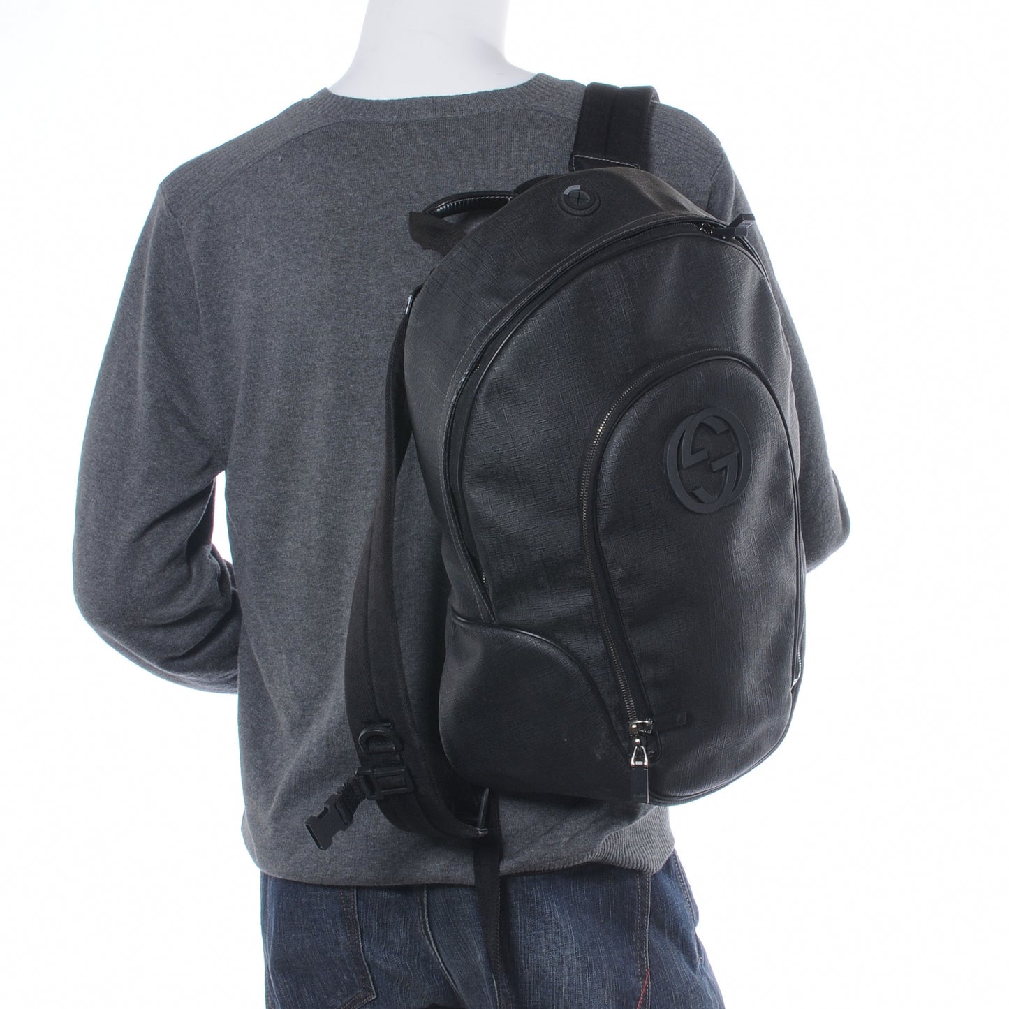 Coated Canvas Interlocking G Travel Backpack Black