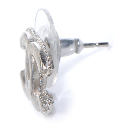 Chanel Hammered CC Earrings Silver 3 of 5