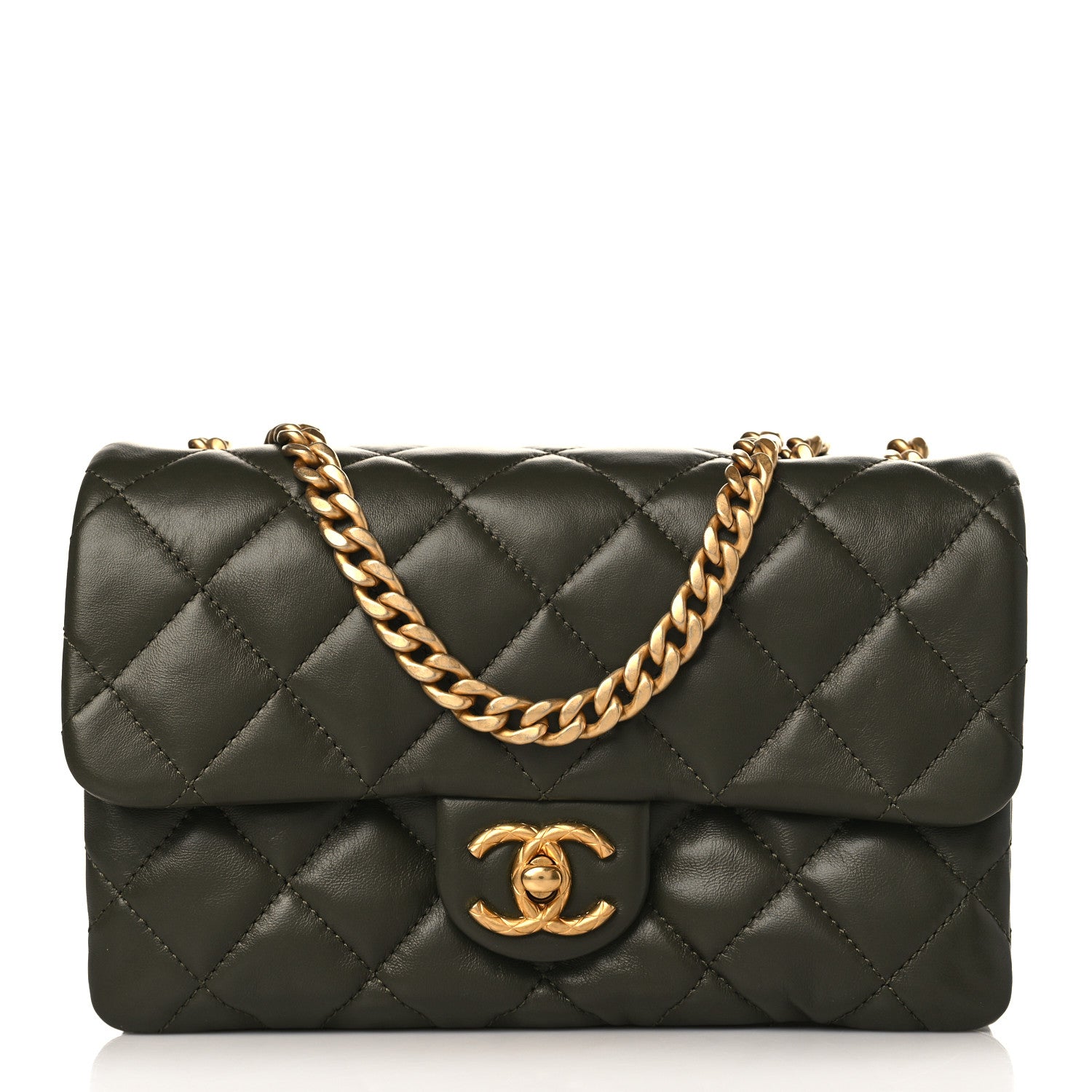 Chanel Lambskin Quilted Small Pillow Crush Flap Khaki 1 of 10