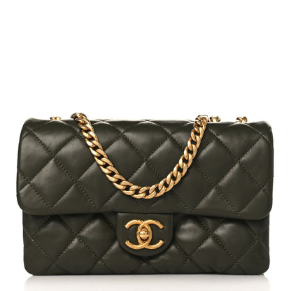 Chanel Lambskin Quilted Small Pillow Crush Flap Khaki 1 of 10