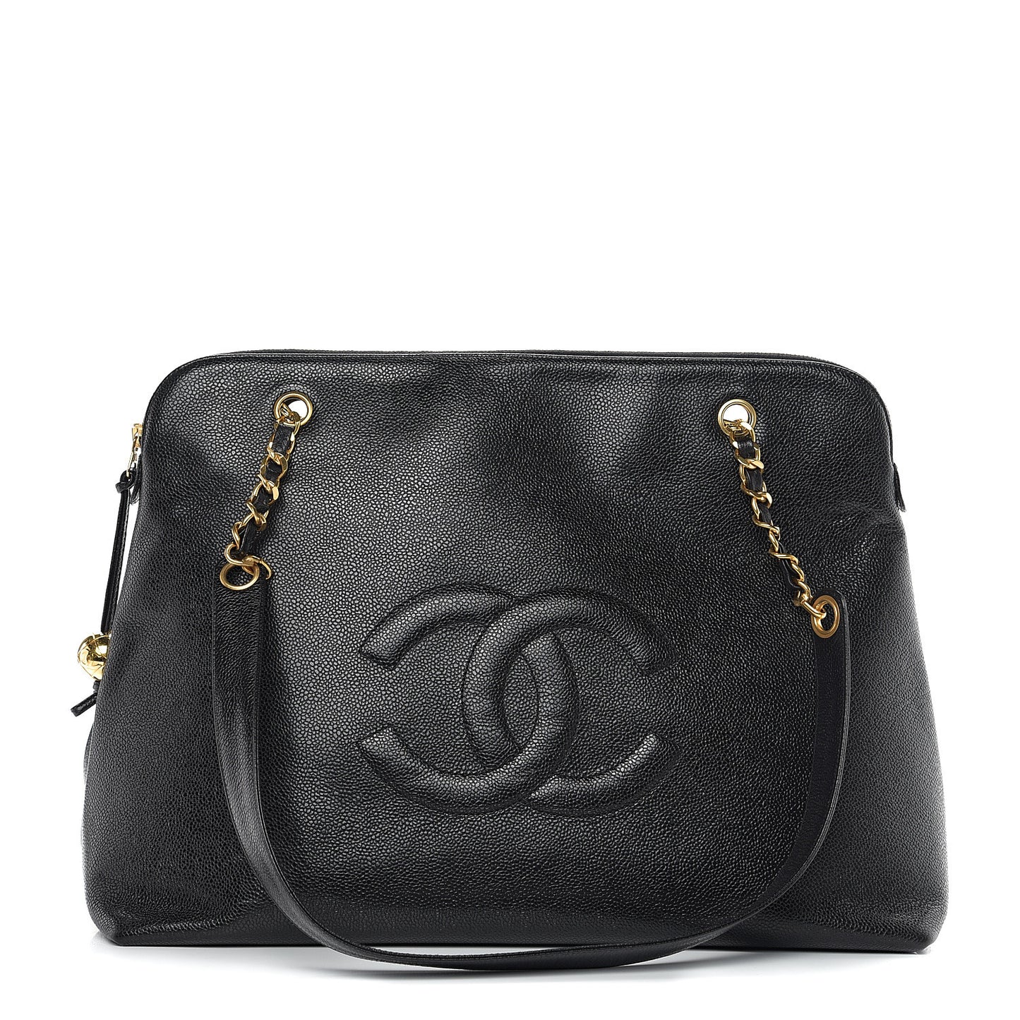 Caviar Large CC Shoulder Bag Black
