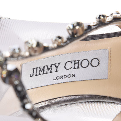 Jimmy Choo Metallic Calfskin Embellished Viola 120 Sandals Heels 37 Silver 10 of 10