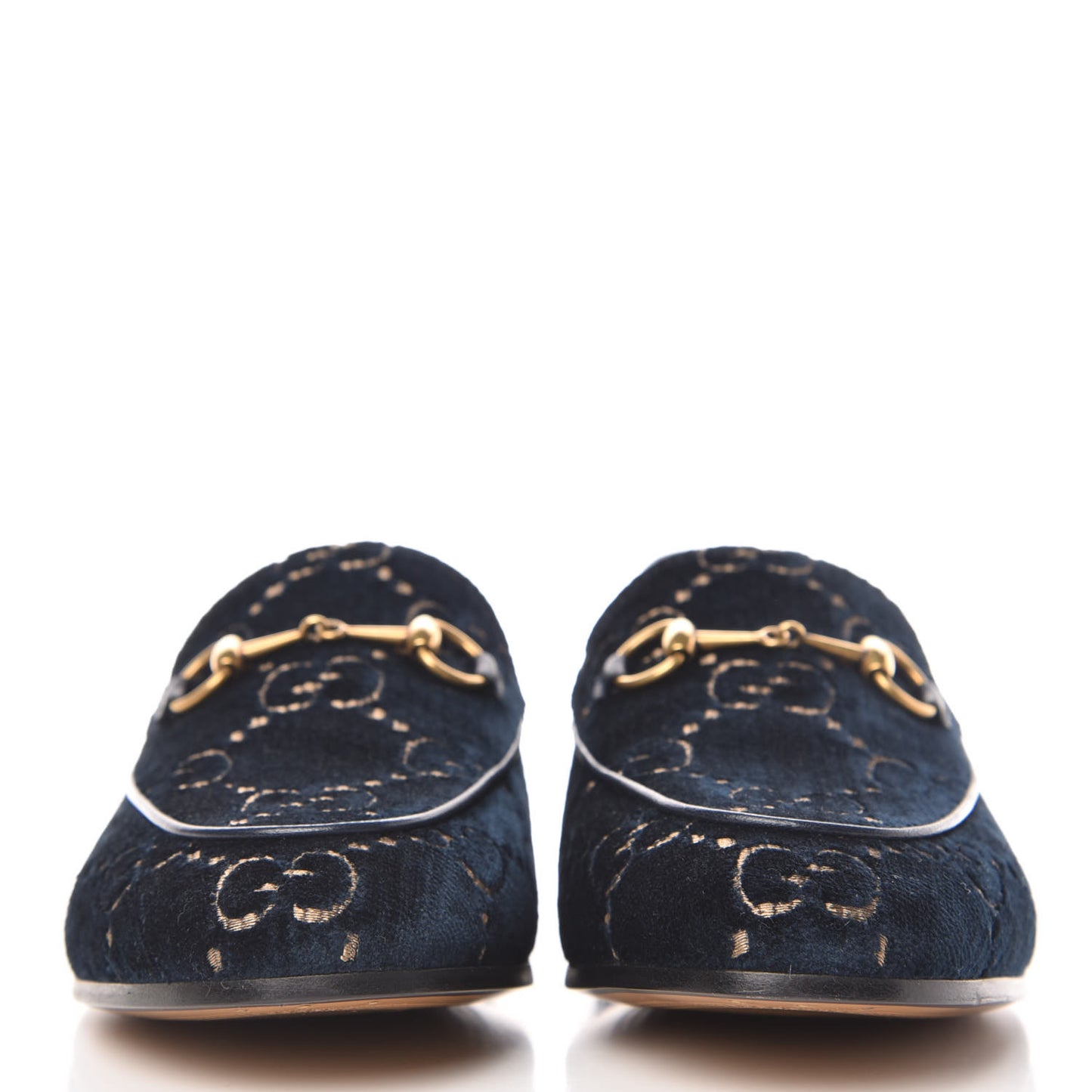 Velvet GG Monogram Horsebit Womens Jordaan Loafers 39.5 Blue Beige