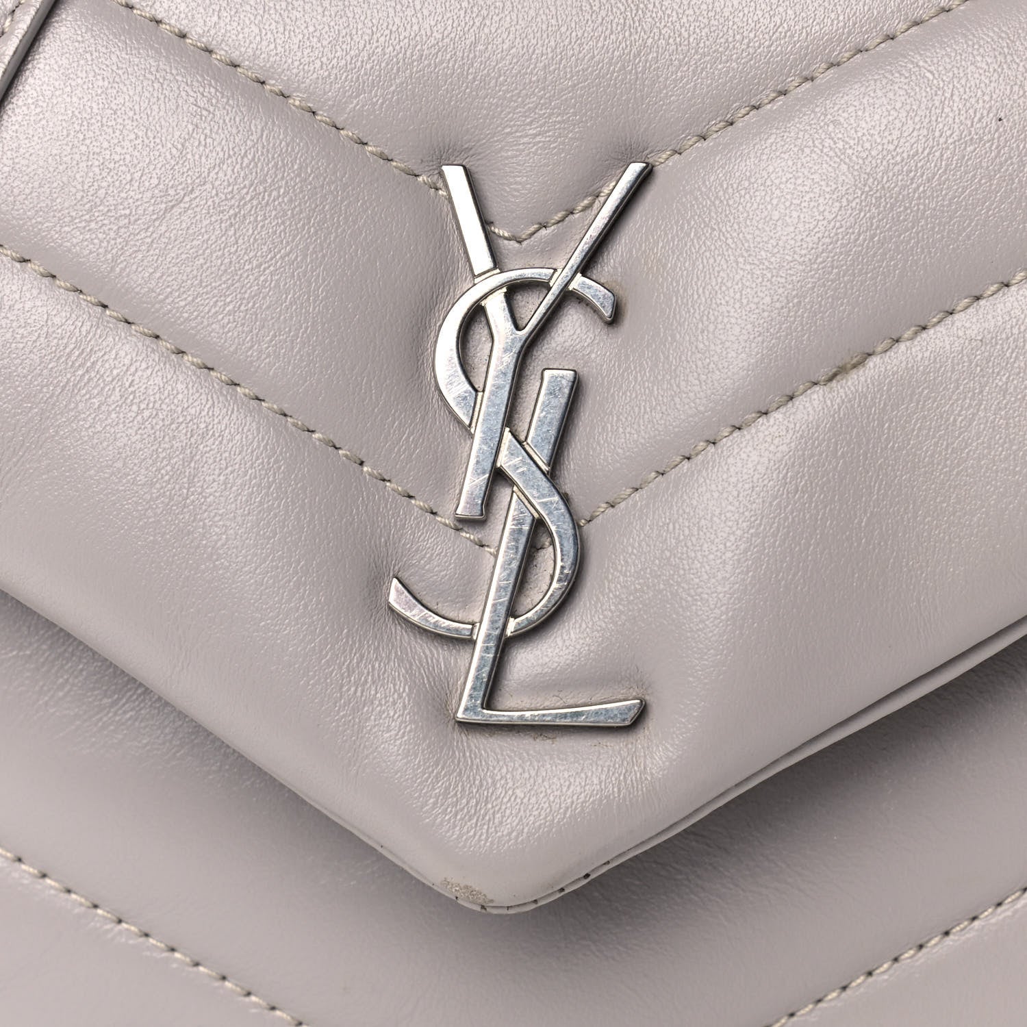 Saint Laurent Calfskin Y Quilted Monogram Toy Loulou Satchel Granite 8 of 13