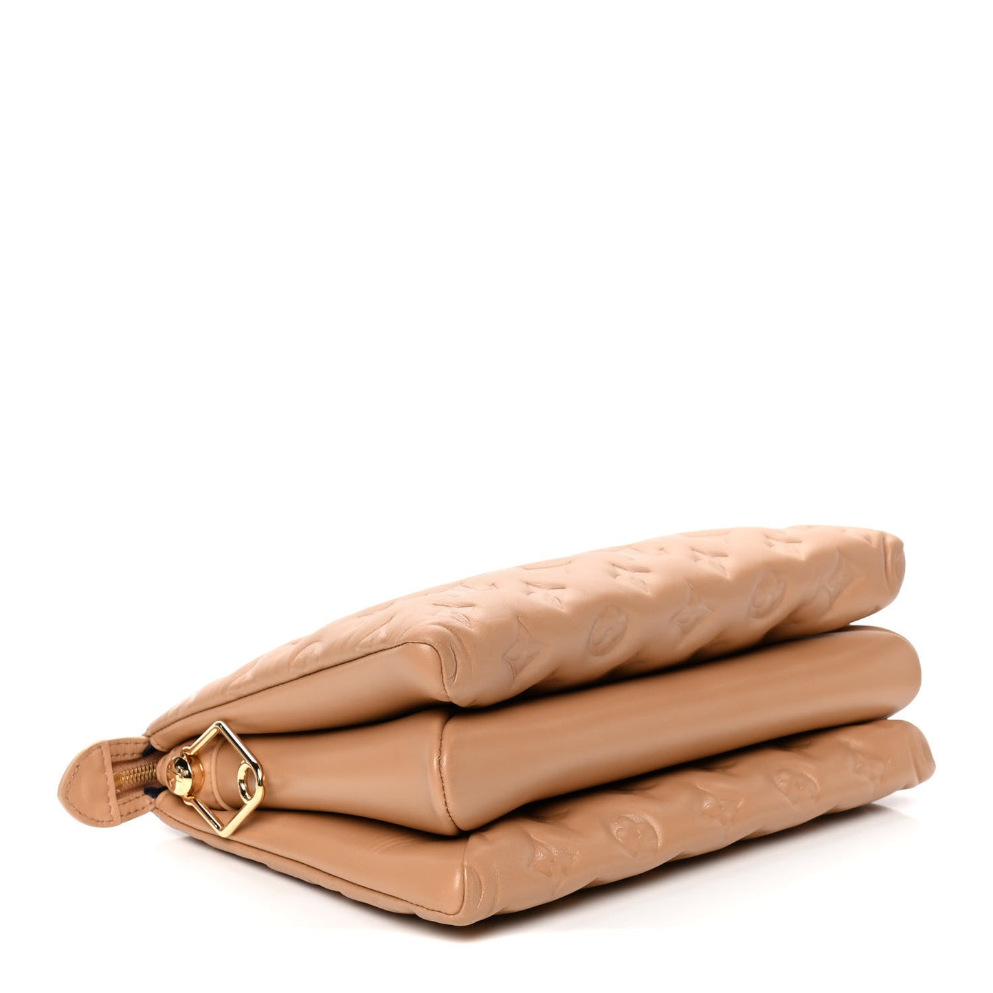 Lambskin Embossed Monogram Coussin PM Camel
