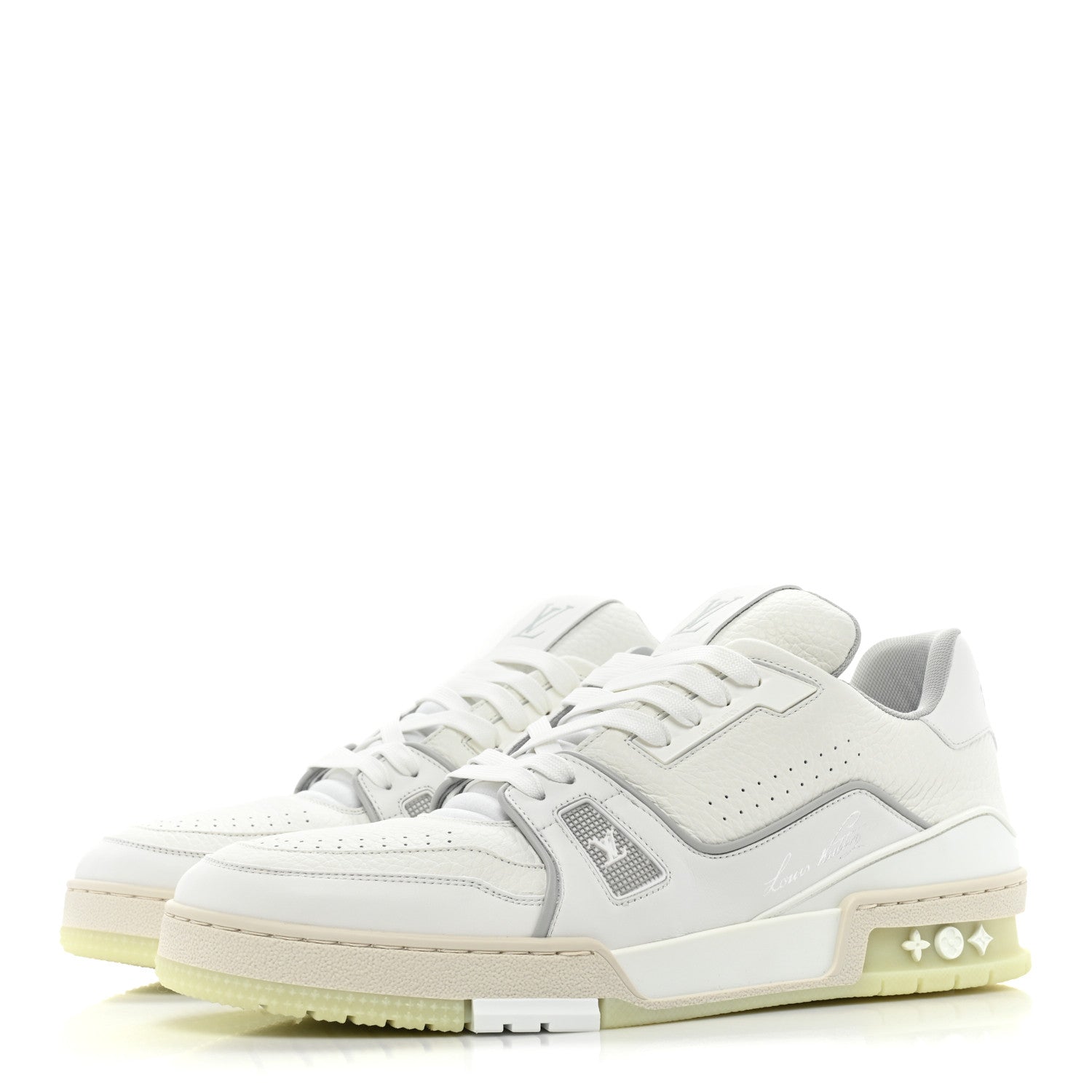 Louis Vuitton Calfskin Mens LV Trainer Sneakers 9.5 White 3 of 10