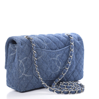 Chanel Denim Quilted CC Print Medium Single Flap Blue 3 of 11