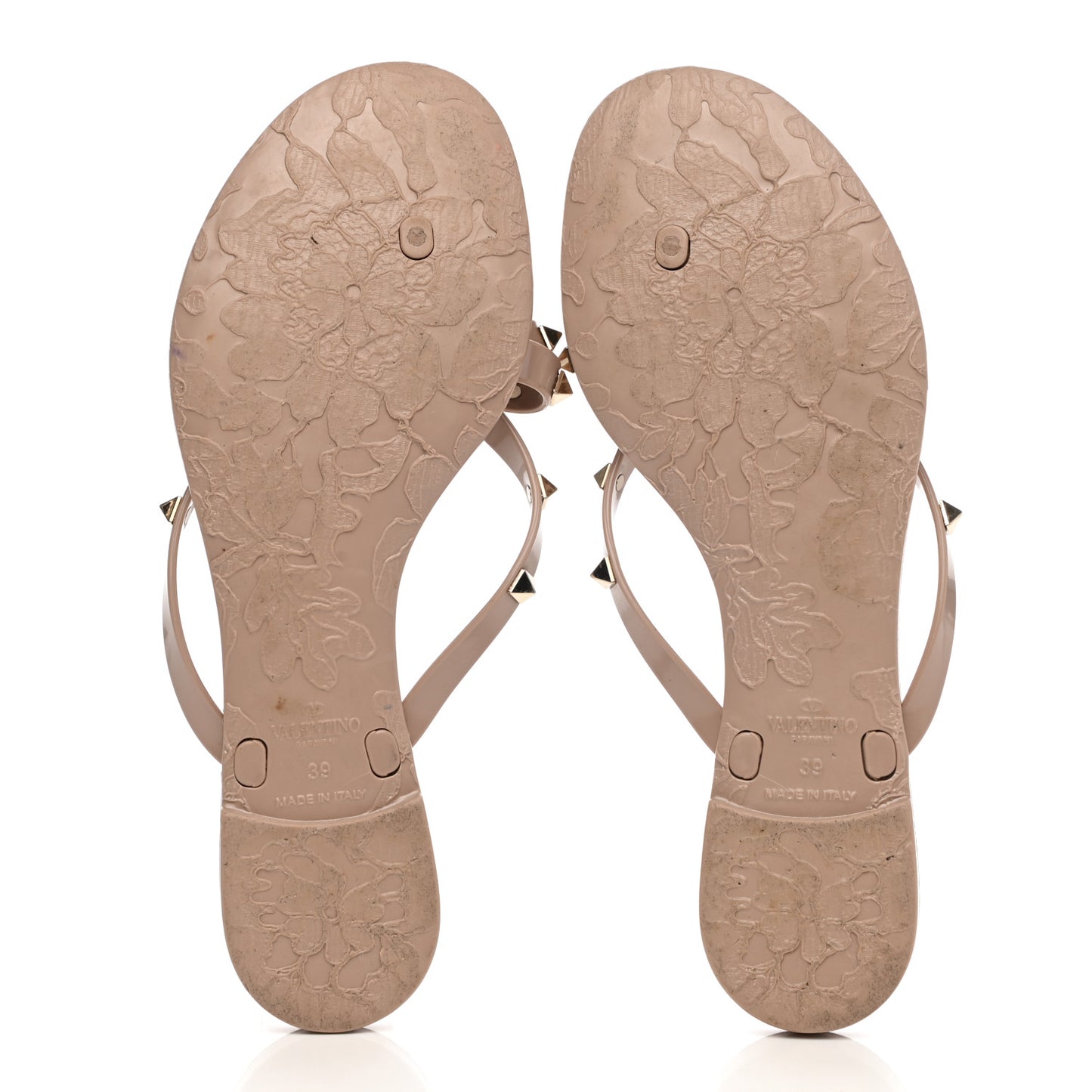 PVC Jelly Rockstud Bow Thong Sandals 39 Poudre