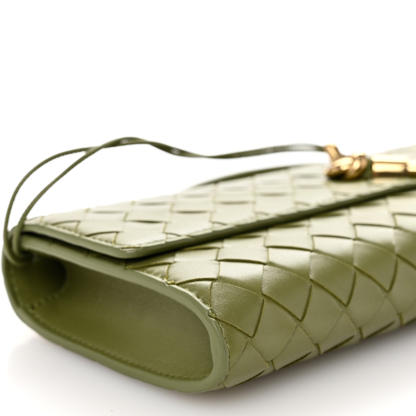 Nappa Intrecciato Long Andiamo Top Handle Clutch Matcha
