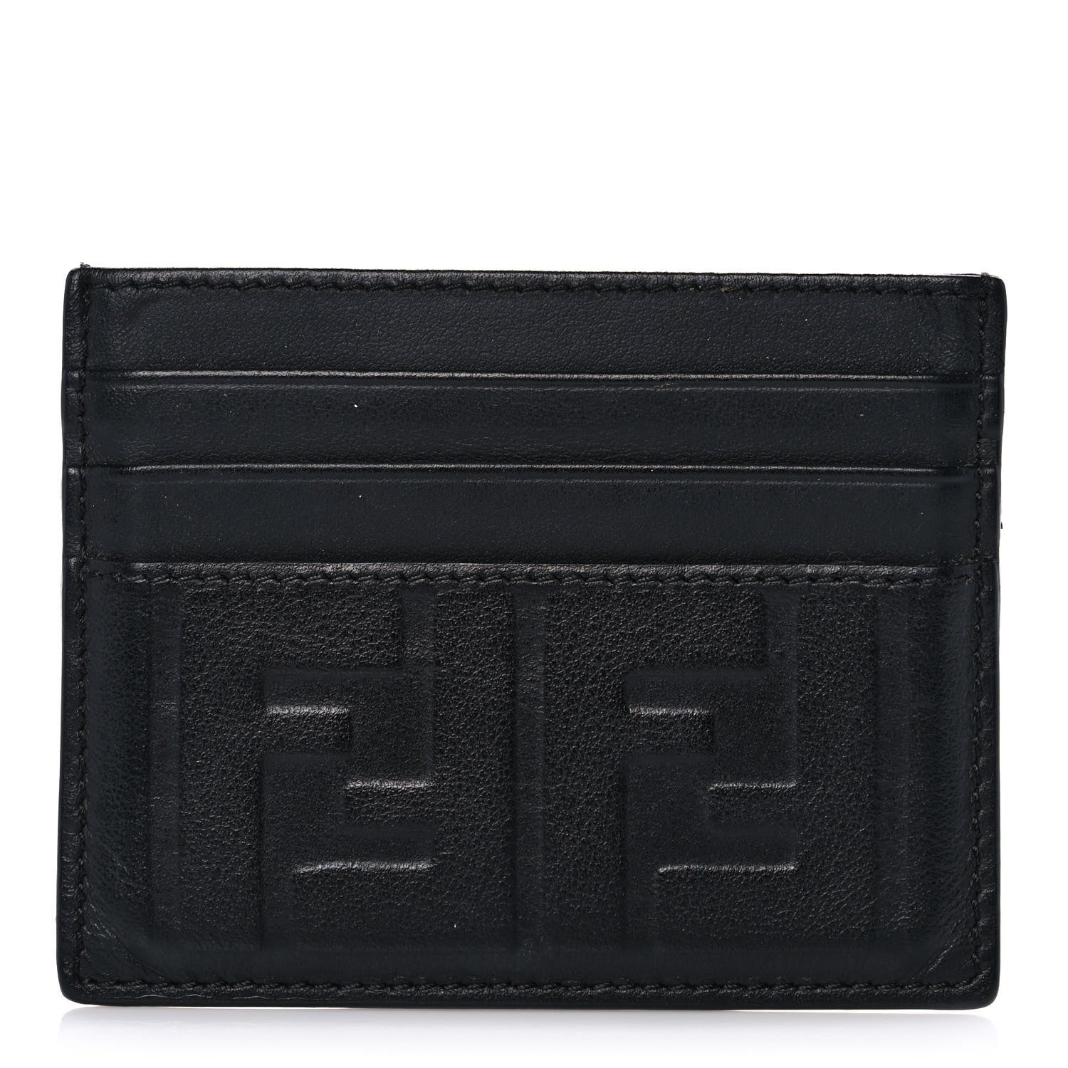 Fendi Vitello Grace FF 1974 Embossed Card Holder Black 1 of 10