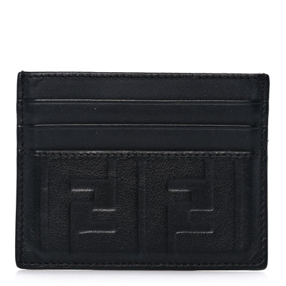 Fendi Vitello Grace FF 1974 Embossed Card Holder Black 1 of 10