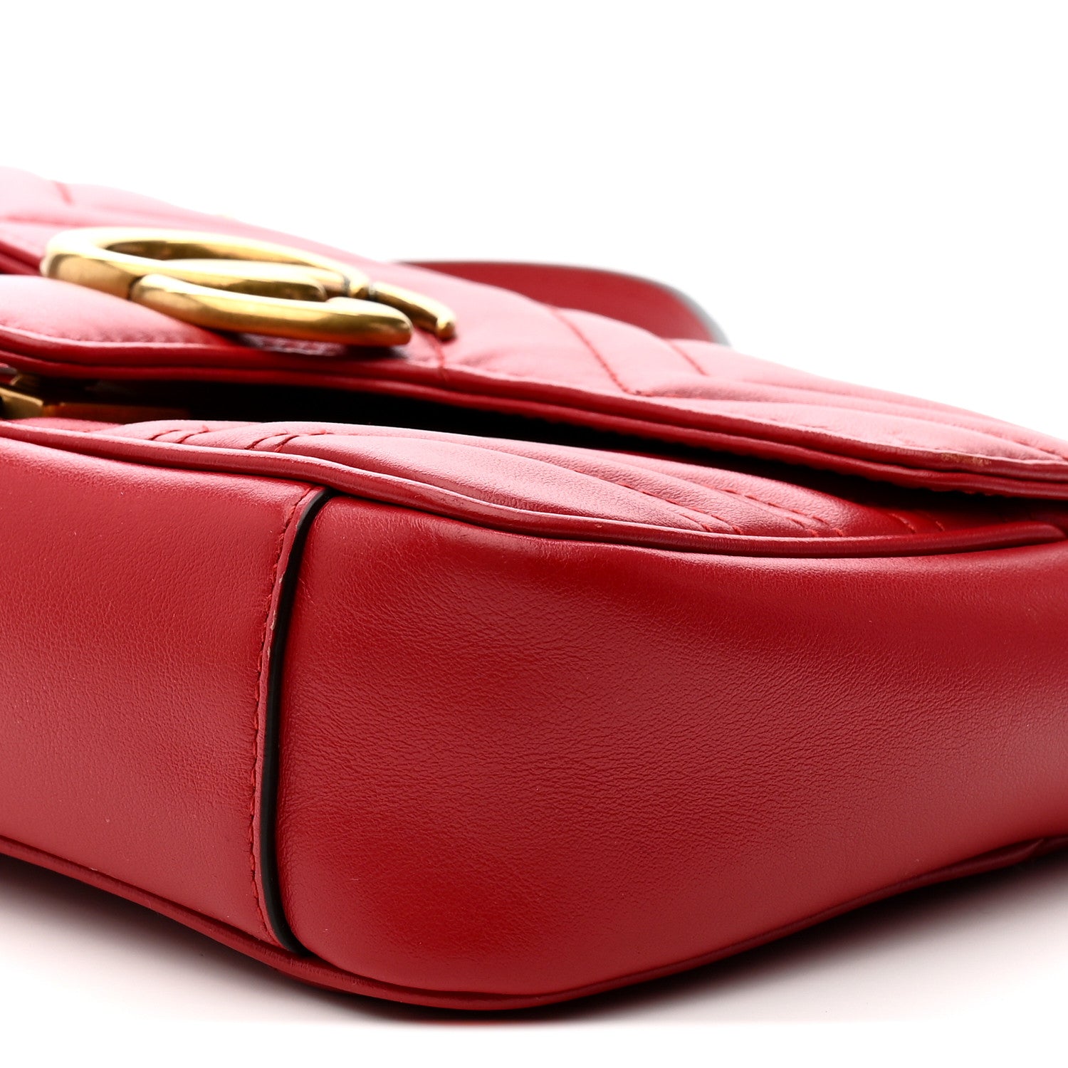 Gucci Calfskin Matelasse Mini GG Marmont Shoulder Bag Hibiscus Red 18 of 33