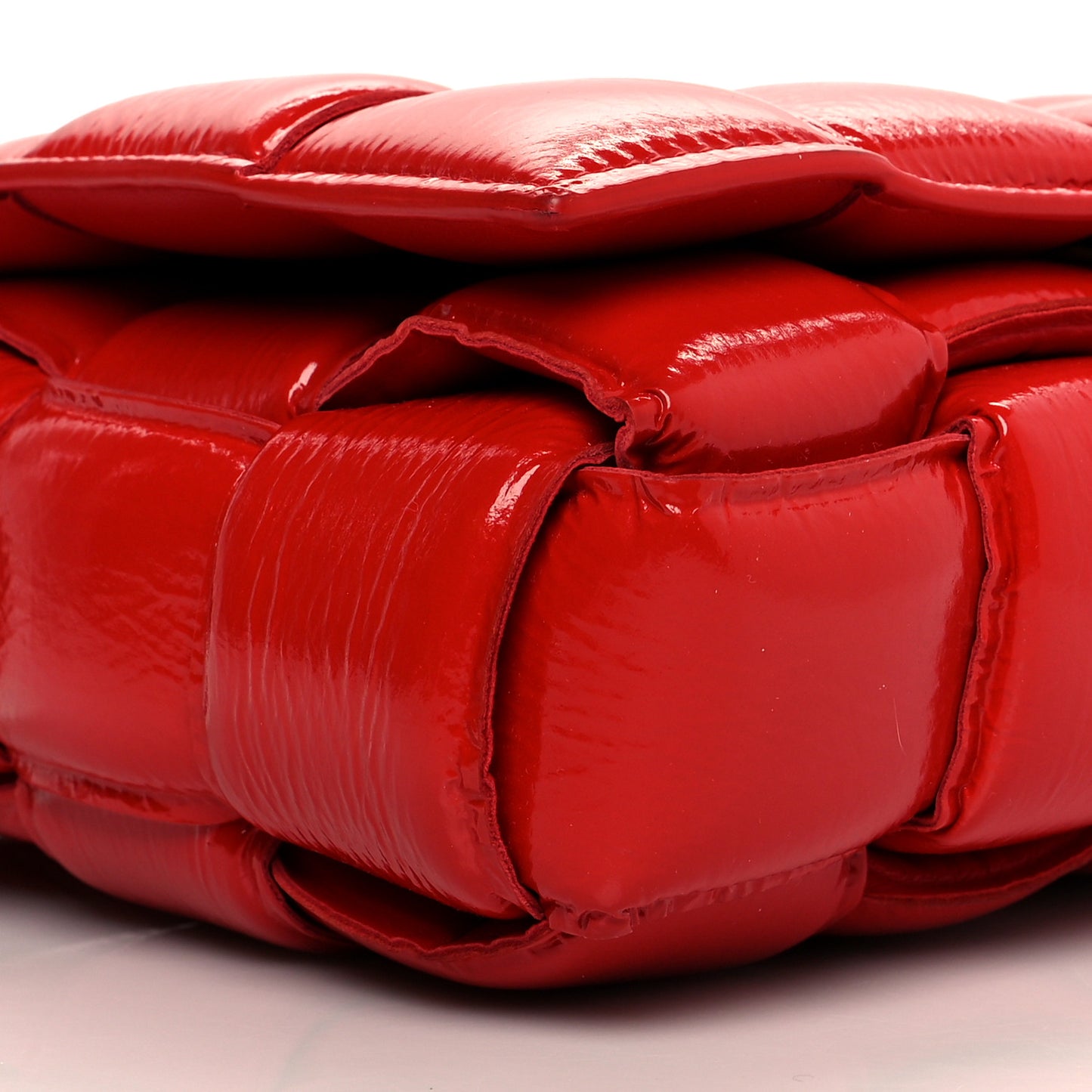 Textured Deerskin Maxi Intrecciato Padded Cassette Crossbody Bag Chili