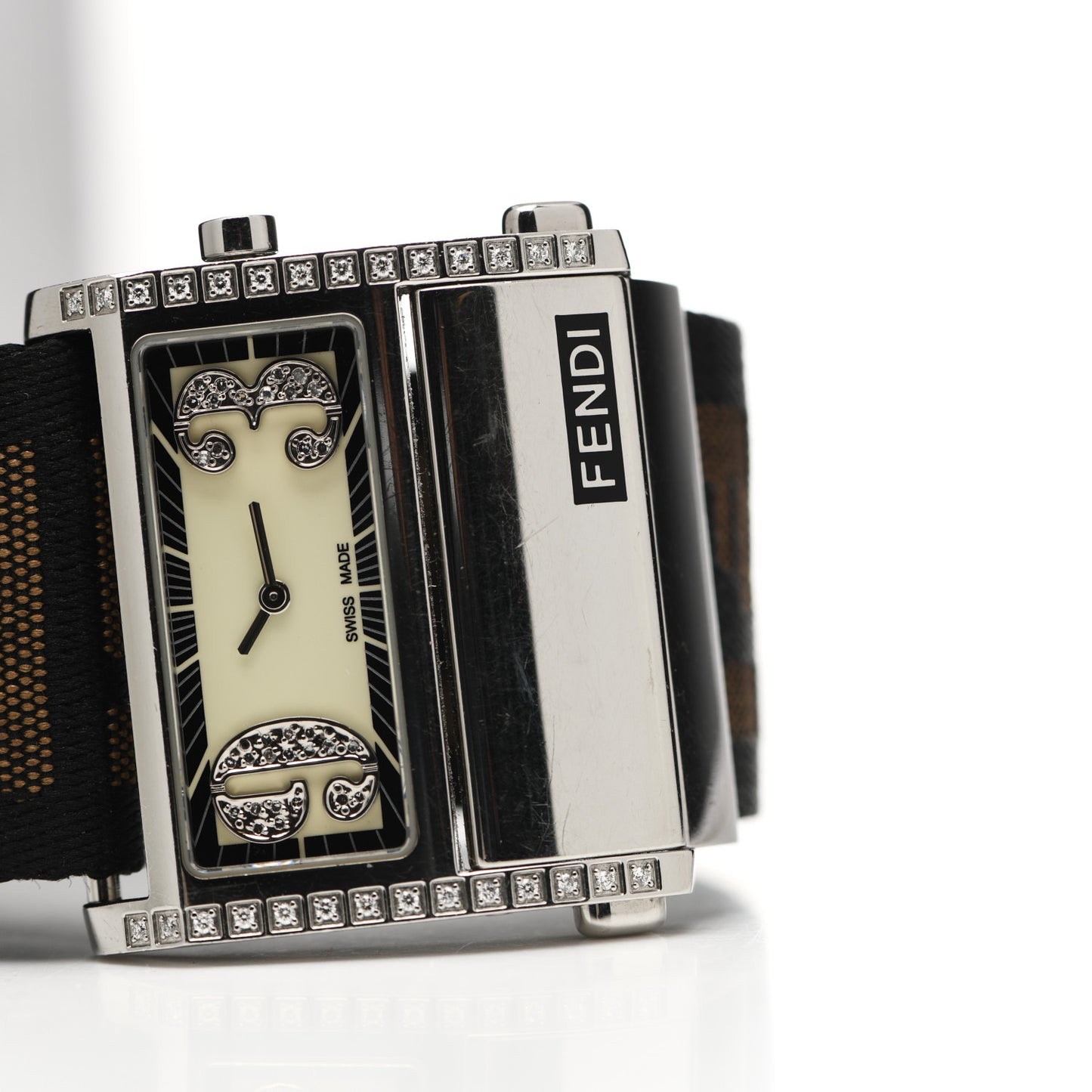Stainless Steel Canvas Diamond 38mm Zip Code Quartz Watch