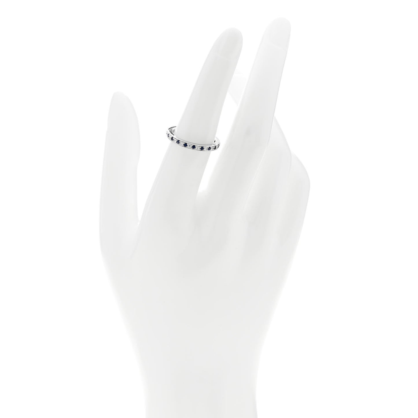 Platinum Diamond Blue Sapphire Legacy Eternity Band Ring 52 6