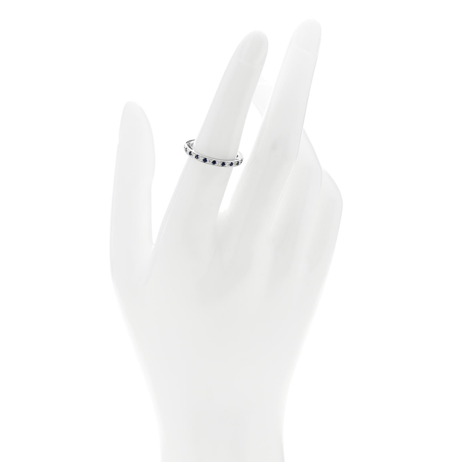 Tiffany Platinum Diamond Blue Sapphire Legacy Eternity Band Ring 52 6 2 of 4