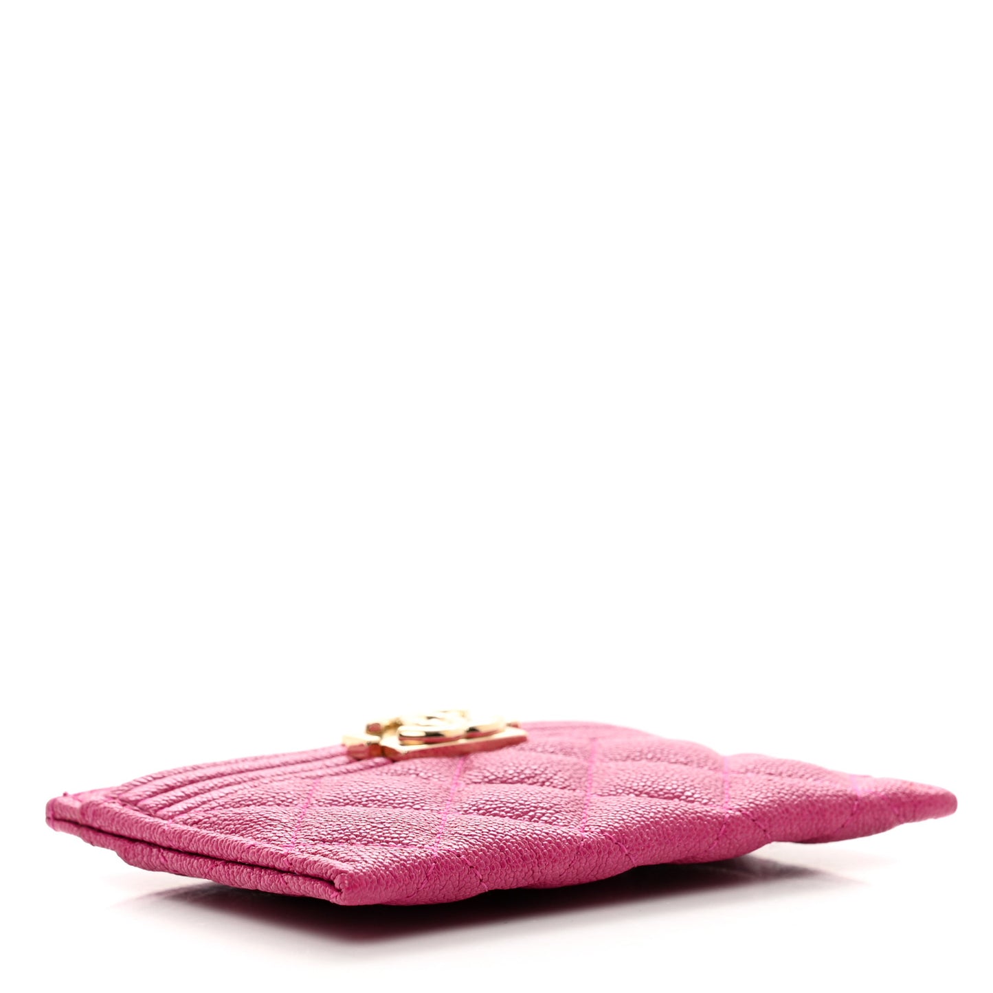 Caviar Quilted Boy Card Holder Fuchsia