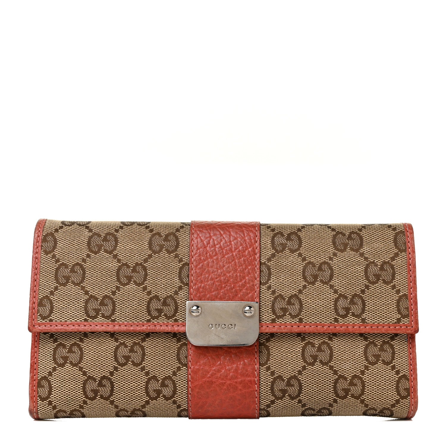 Gucci Monogram Continental Flap Wallet Coral 1 of 10