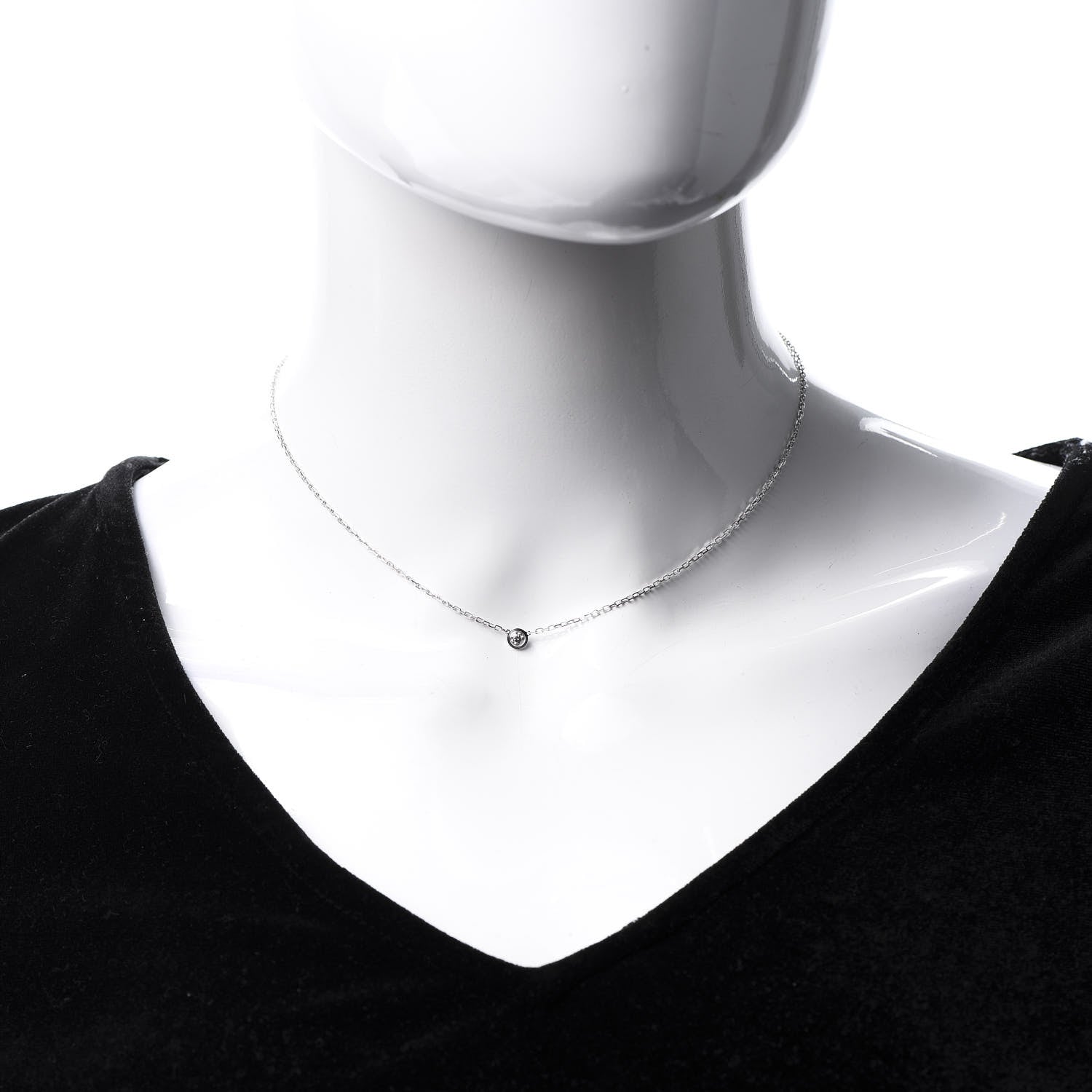 Cartier 18K White Gold Diamond SM D'Amour Pendant Necklace 2 of 5