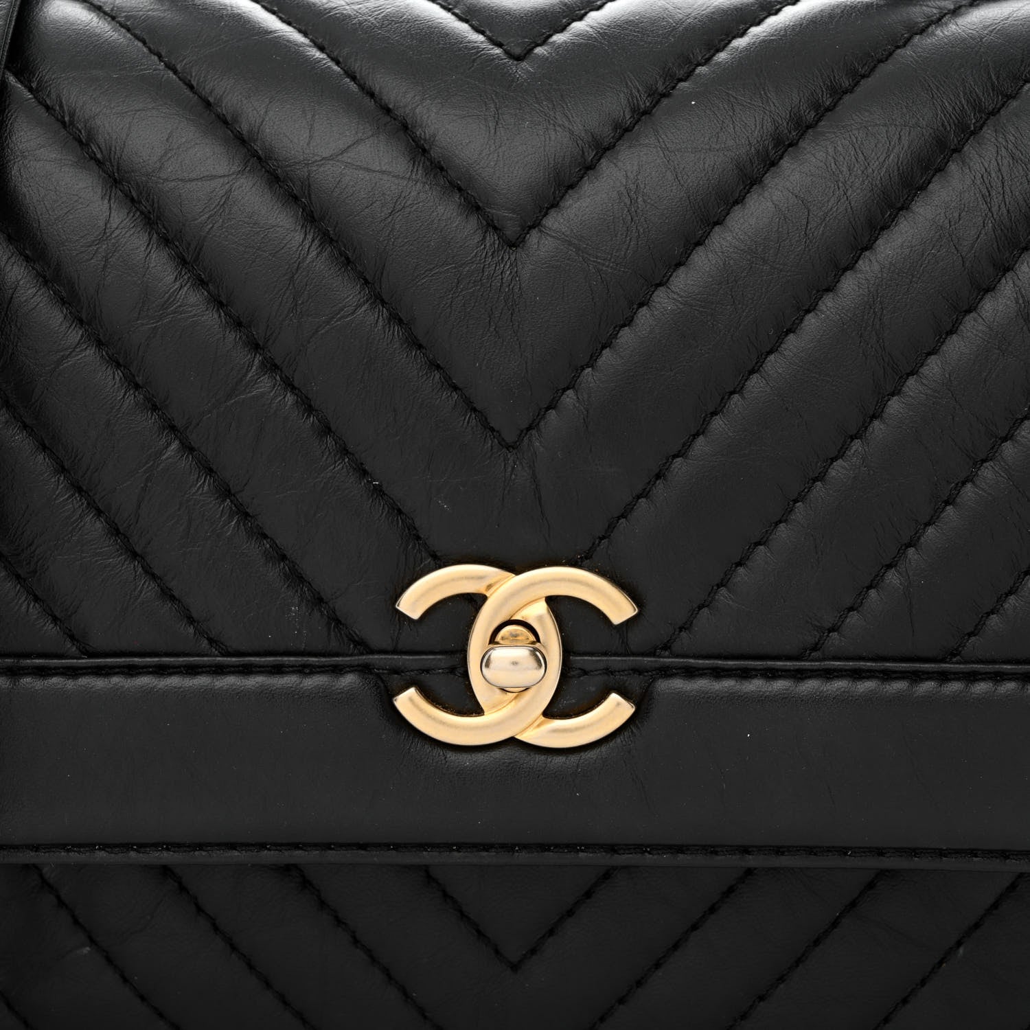 Chanel Calfskin Chevron Quilted Top Handle Flap Black 8 of 10
