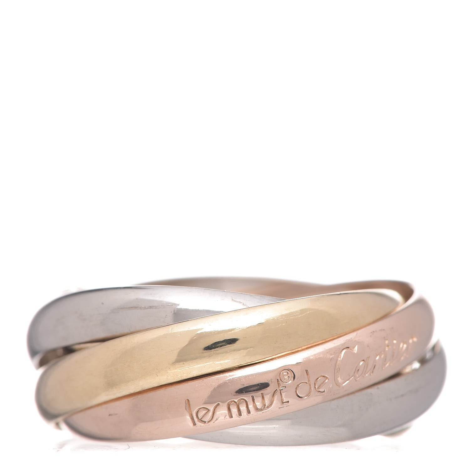 Cartier 18K Pink Yellow White Gold Five Band Les Must De Trinity Ring 50 5.25 1 of 5