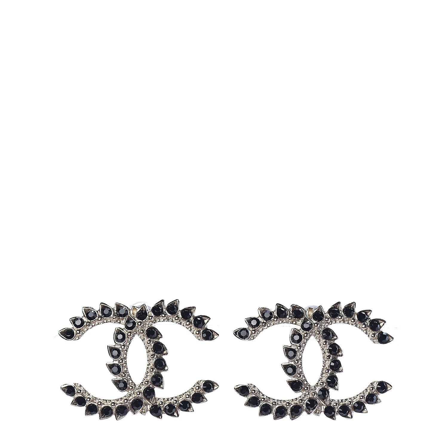 Chanel Strass Crystal CC Earrings Gold Black 1 of 3