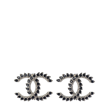 Chanel Strass Crystal CC Earrings Gold Black 1 of 3