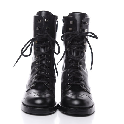 Chanel Calfskin CC Combat Boots 40 Black 2 of 8