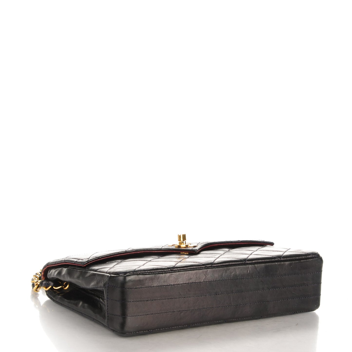 Lambskin Quilted Small Single Flap Navy