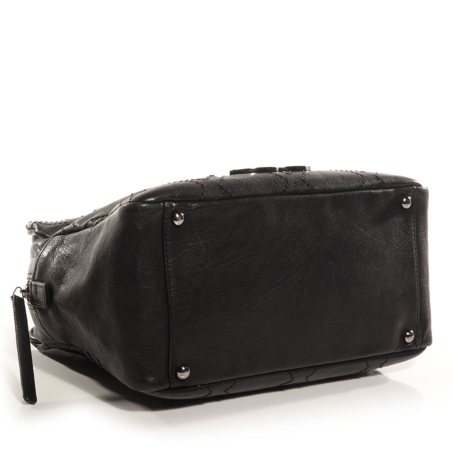 Calfskin Small Diamond Stitch Tote Black